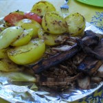 grilled meat and veggies